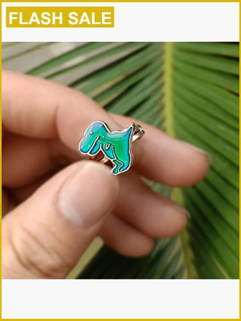 Adjustable Mood Rings Set - Dinosaur Butterfly Turtle - Color Changing Emotion